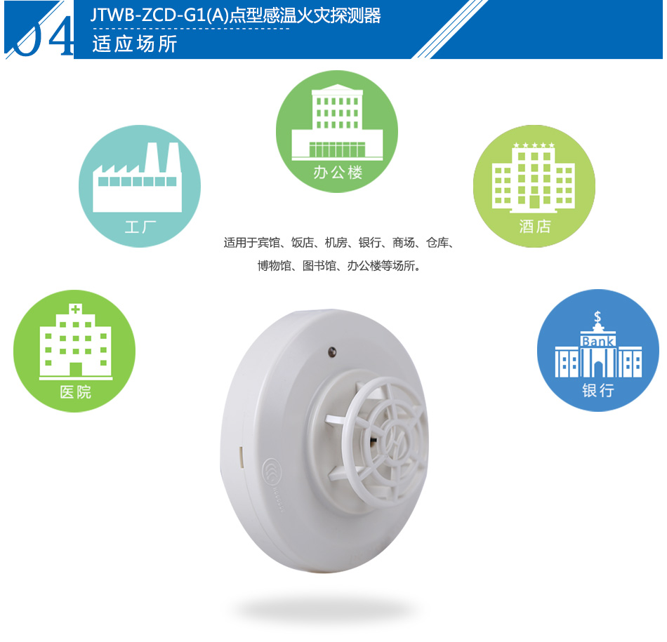 JTWB-ZCD-G1(A)點(diǎn)型感溫火災(zāi)探測器產(chǎn)品應(yīng)用場所